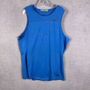 NIKE Pro Men's Hypercool Training Tank sz XL Blue Fitted Flaw! Read!